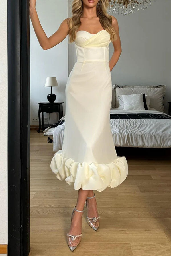 Elegant Solid Spaghetti Strap Ruched Maxi Prom Dress