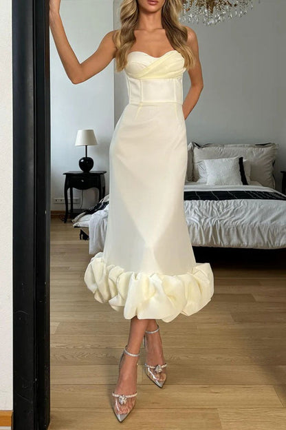 Elegant Solid Spaghetti Strap Ruched Maxi Prom Dress