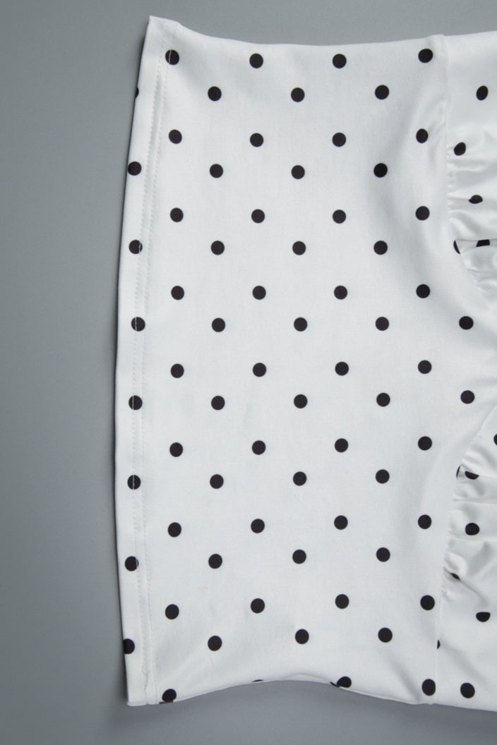 Silk Polka Dot Halter Top High Slit Pencil Skirt Set