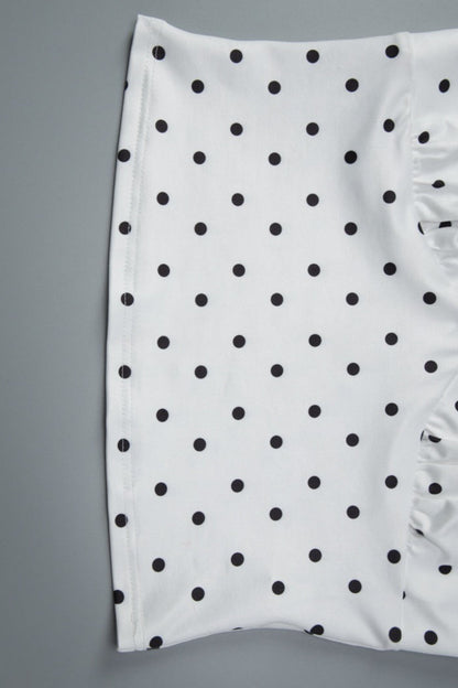 Silk Polka Dot Halter Top High Slit Pencil Skirt Set