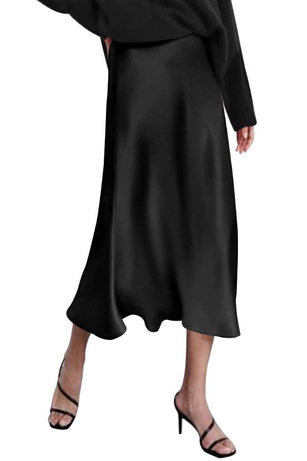 Satin midi skirt