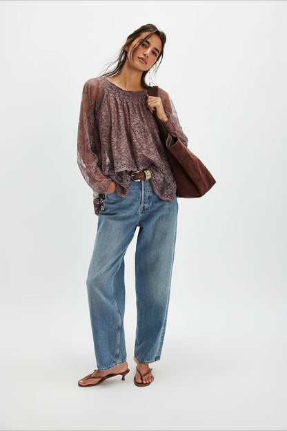 Elegant Off Shoulder Lace Overlay Blouse