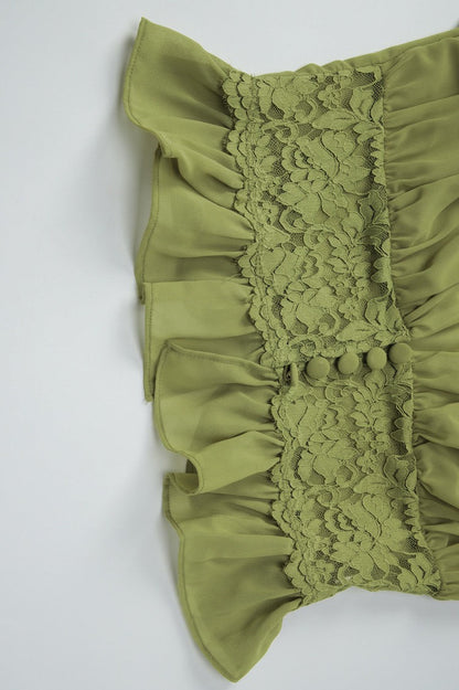 Sexy Sheer Lace Chiffon Tie Top Maxi Skirt Set