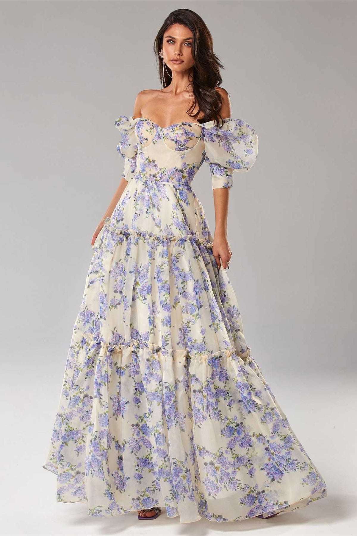Off Shoulder Flowy Elegant Long Prom Dress