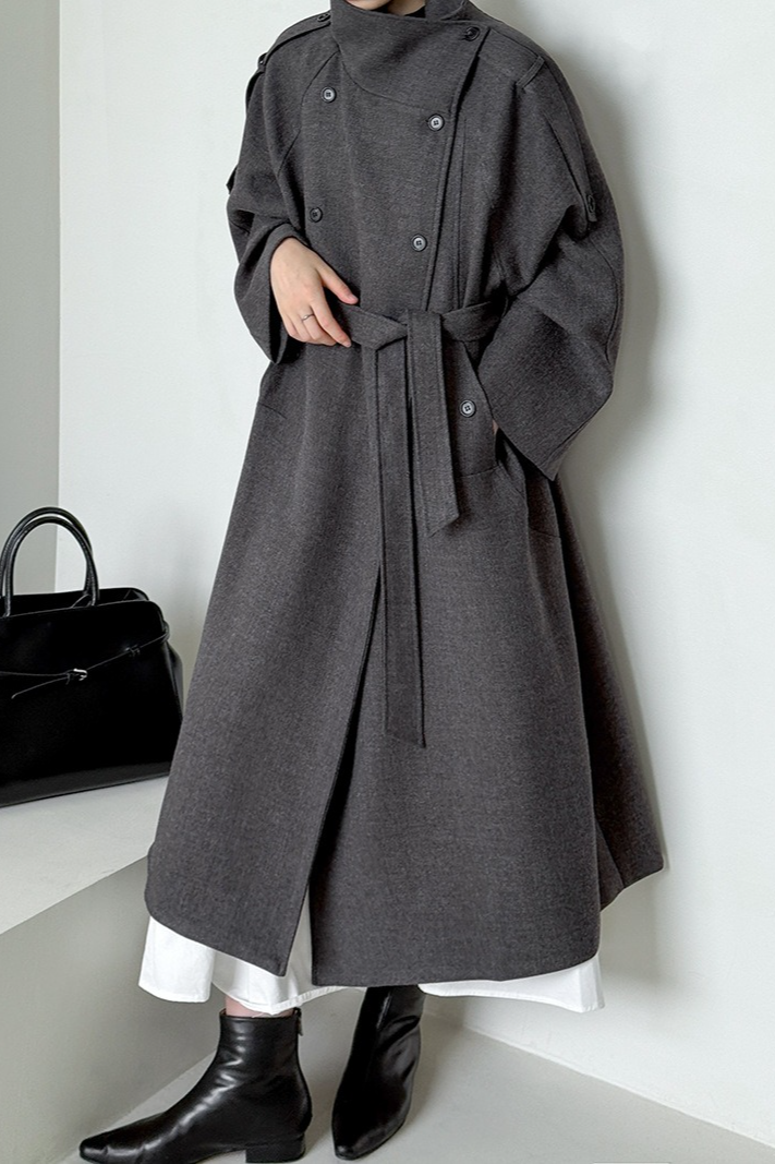Tall Fit Double Breasted Long Chic Elegant Overcoat