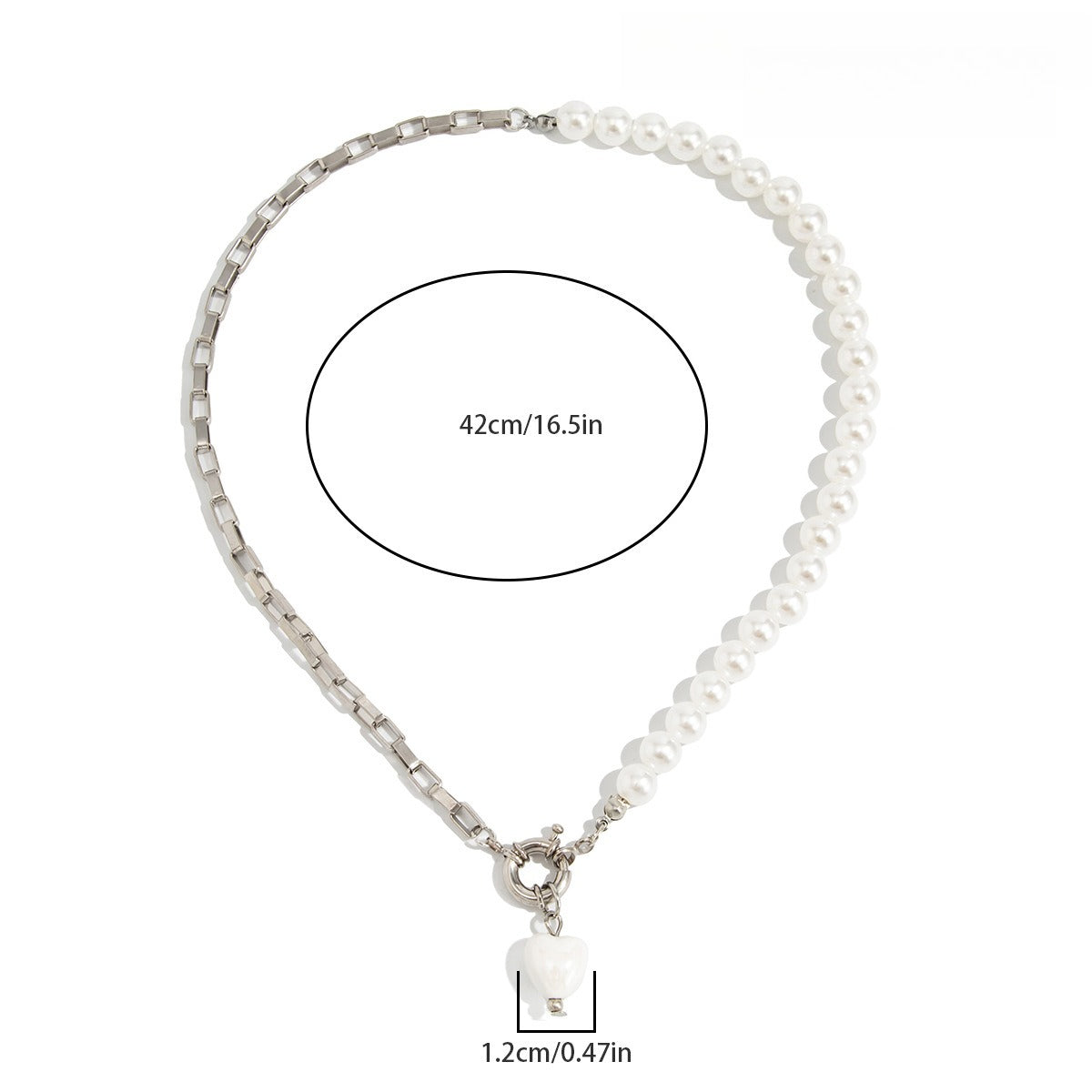 Crystal Heart Pearl Bead Choker Necklace