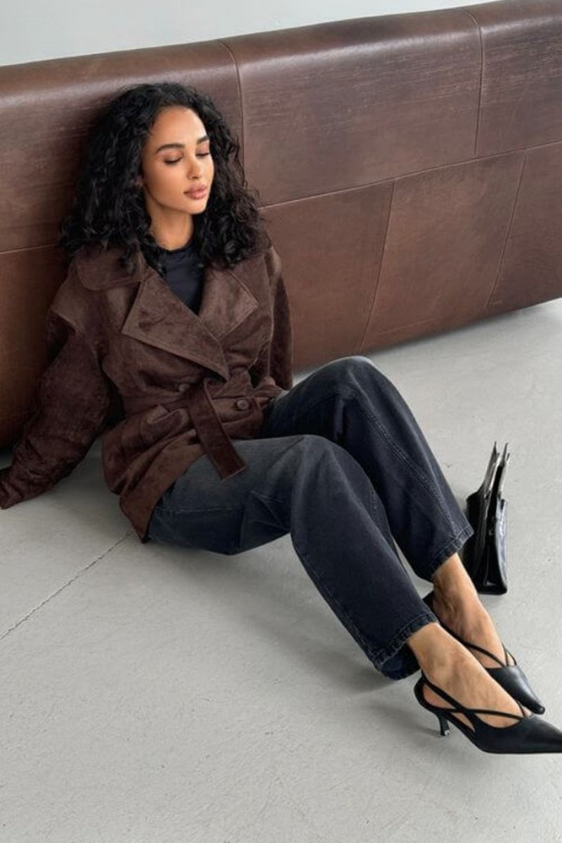 Vintage Suede Notch Collar Coat