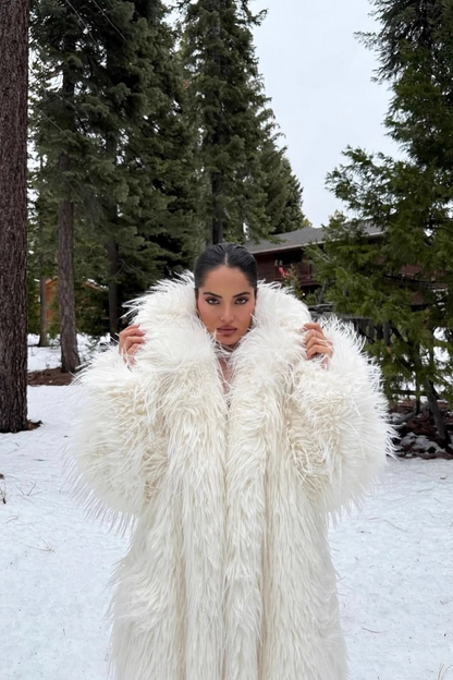Faux Fur Long Thick Warm Plush Overcoat