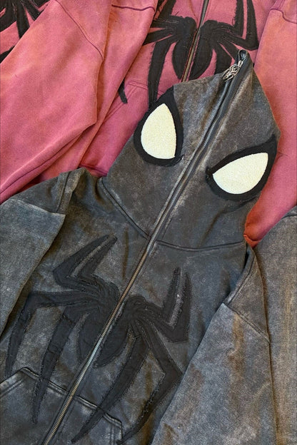 Spider Graphic Full Face Zip Hoodie