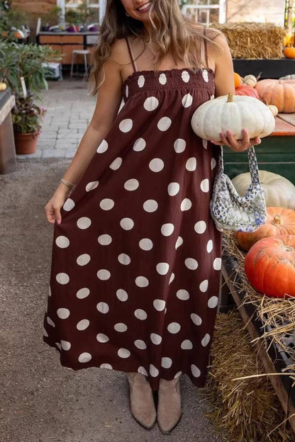 Polka Dot Sleeveless Loose Maxi Dress