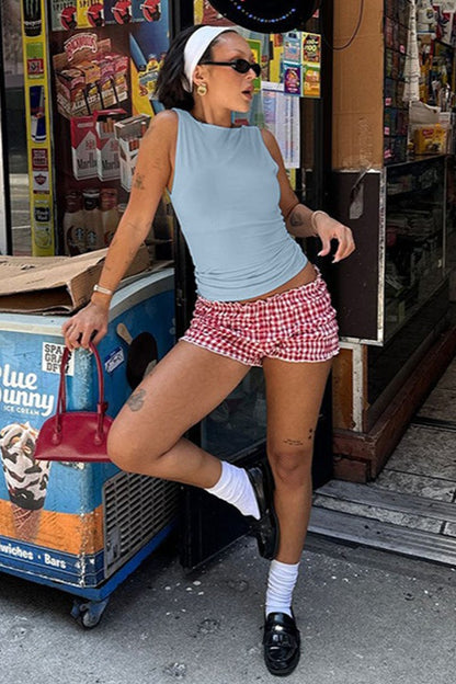 Solid Color Fitted Bandeau Crop Top