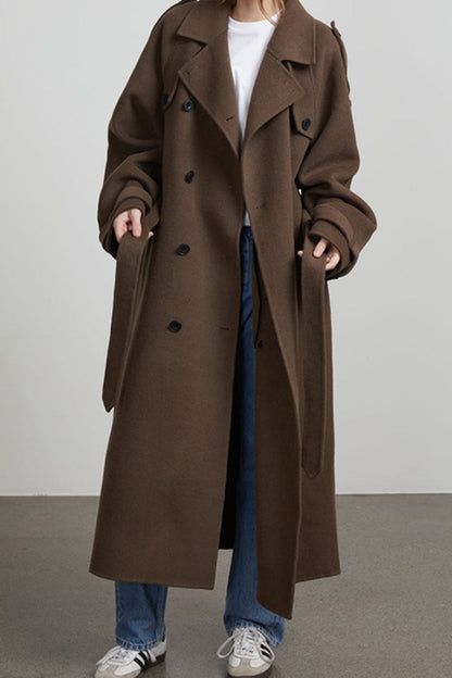 Solid Color Long Sleeve Trench Overcoat
