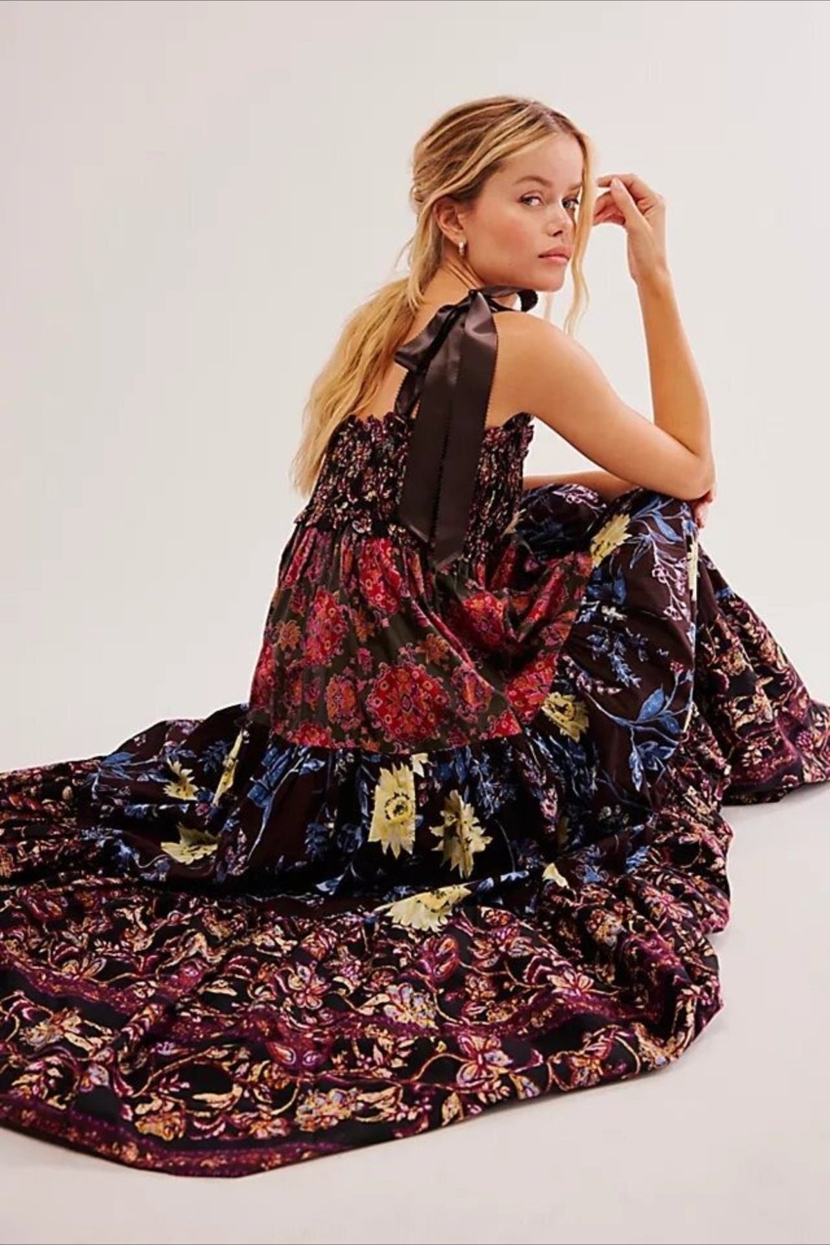 Vintage Print Cami Maxi Boho Dress