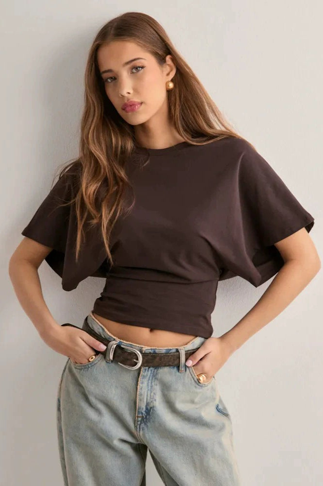 Solid Crew Neck Loose Fit Short Sleeve Tee