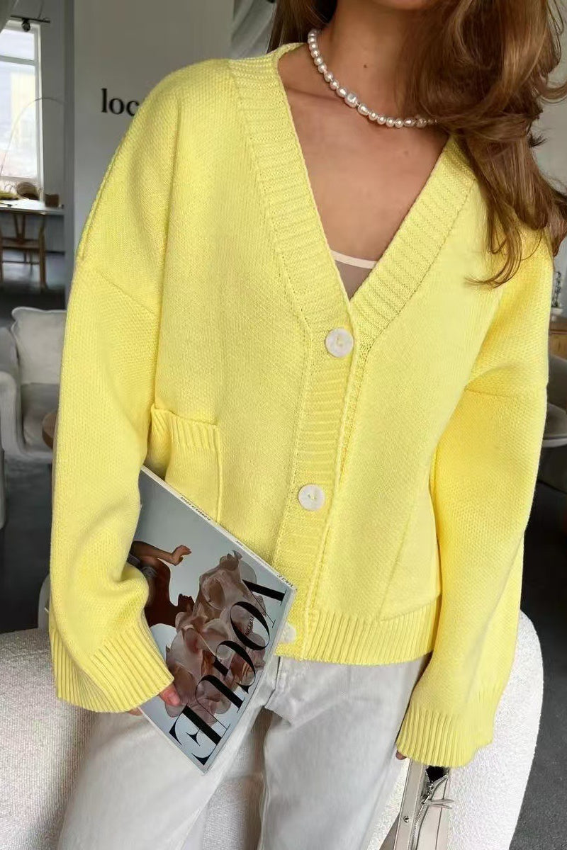 Loose Fit V Neck Cardigan Sweater