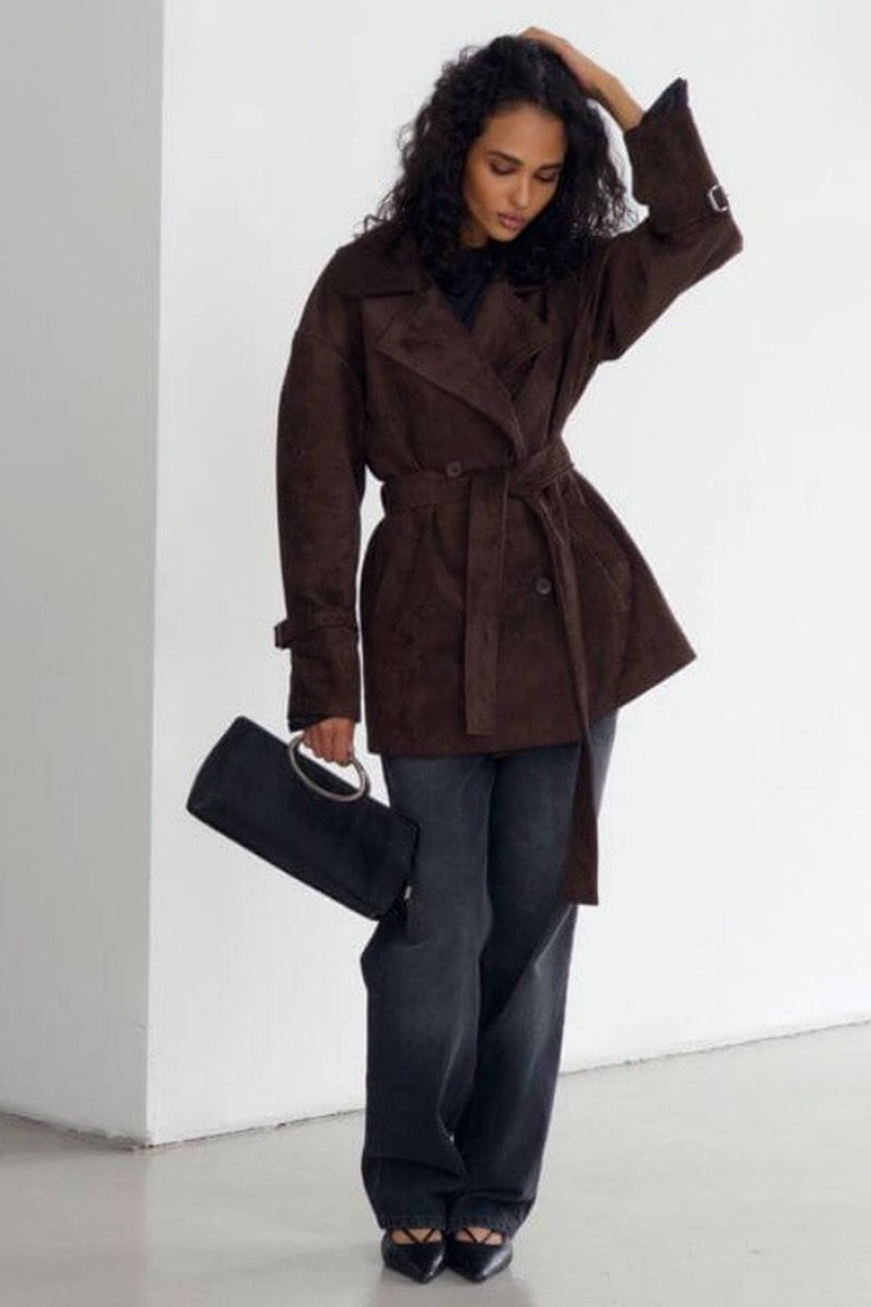 Vintage Suede Notch Collar Coat