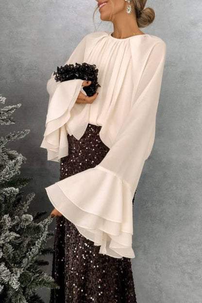 CREAM RUFFLED BLOUSE