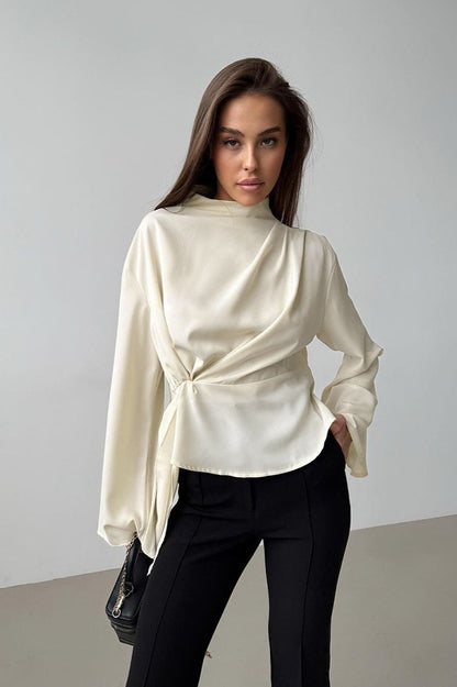 Mandarin Collar Chiffon Blouse