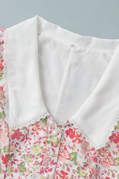 Doll Collar Puff Sleeve Mini Floral Dress