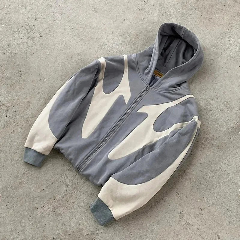 Devil Print Zip Up Hoodie