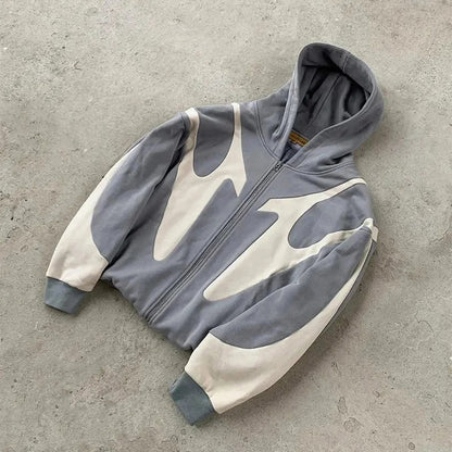 Devil Print Zip Up Hoodie