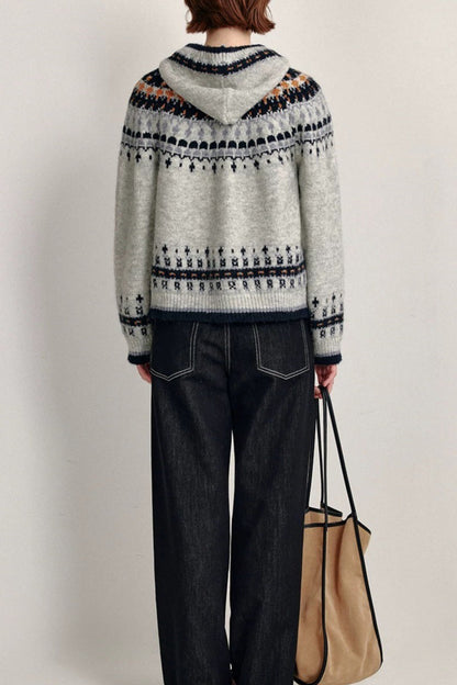 Fair Isle Hooded Cardigan