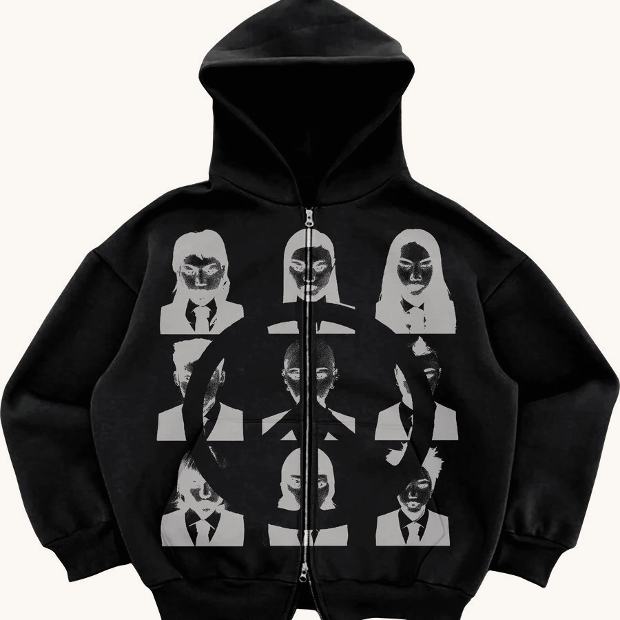Y2K Street Zip Loose Pocket Sporty Hoodie