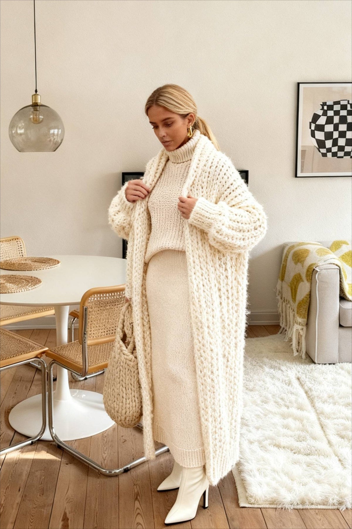 Chunky Knit Openwork Cardigan