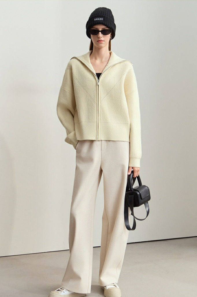 Cropped Sailor Collar Cardigan