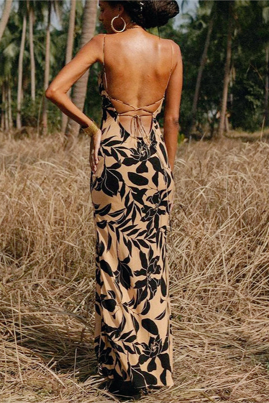 Floral Backless Slip Dress