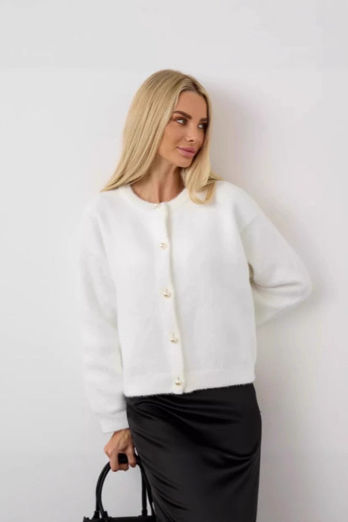 White Button Front Cardigan
