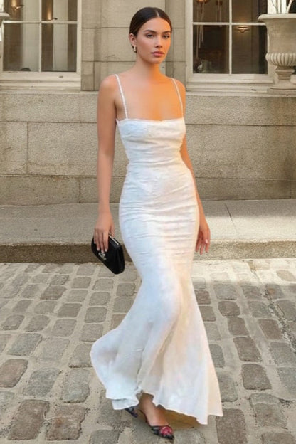 Spaghetti Strap Square Neck Mermaid Maxi Dress