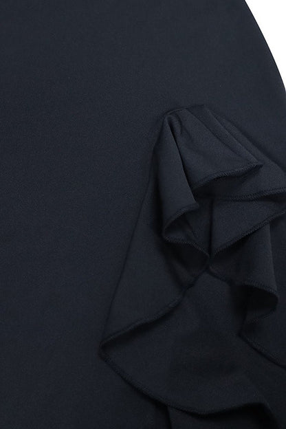 Ruffled Bustier Side Slit Formal Dress