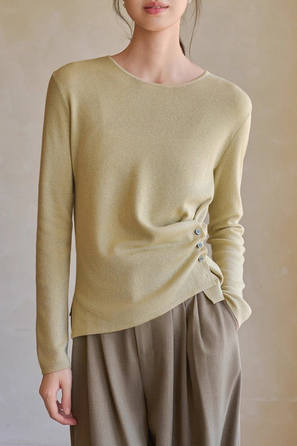 Fine Wool Asymmetric Knit Top