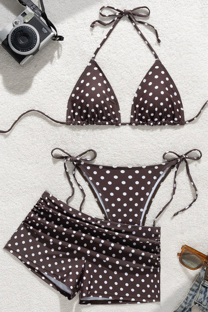 Polka Dot Boyshort Slim Fit Three Piece Swim Set