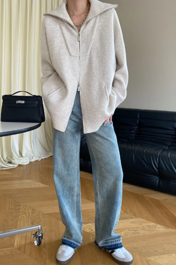 Oversized Open Collar Cardigan