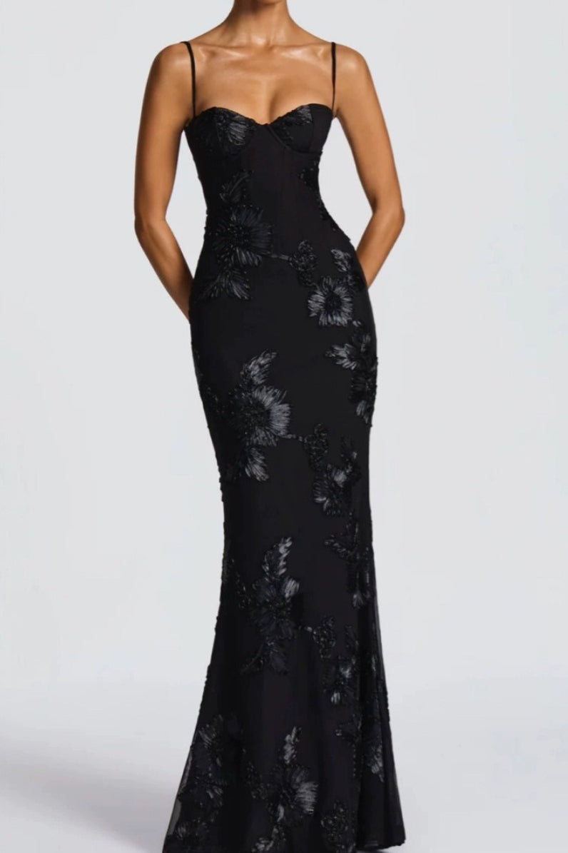 Floral Strapless Column Prom Dress