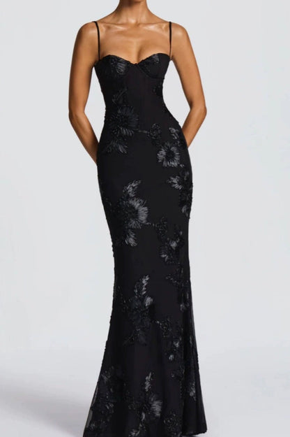 Floral Strapless Column Prom Dress