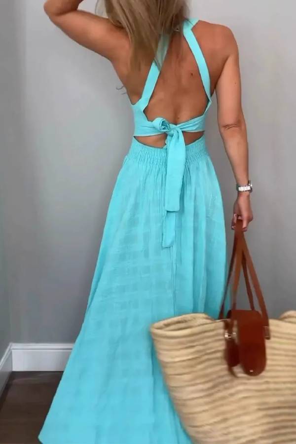 Sleeveless Lace-up Maxi Dress Backless Dress