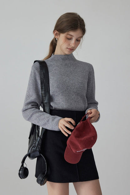 Mock Neck Fleece Lined Knit Top