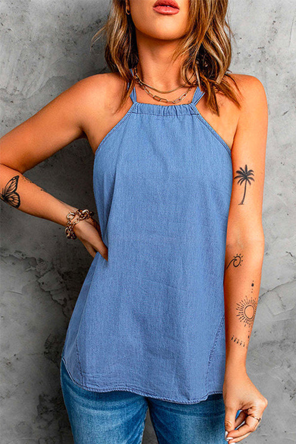 Halter Solid Sleeveless Summer Top