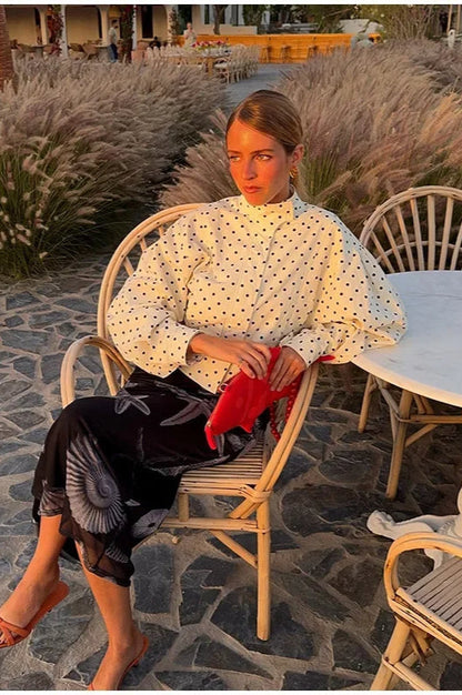 Contrast Polka Dot Casual Jacket
