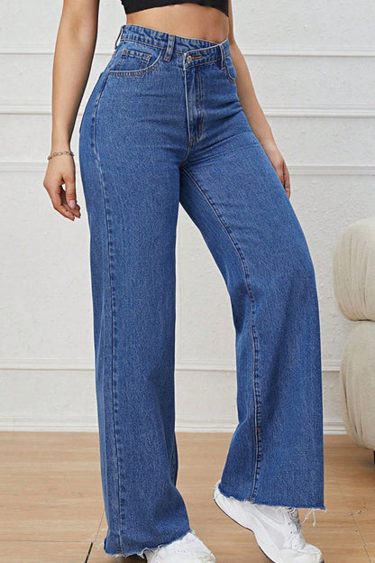 Light Washed High Waist Slim Wide Leg Jeans