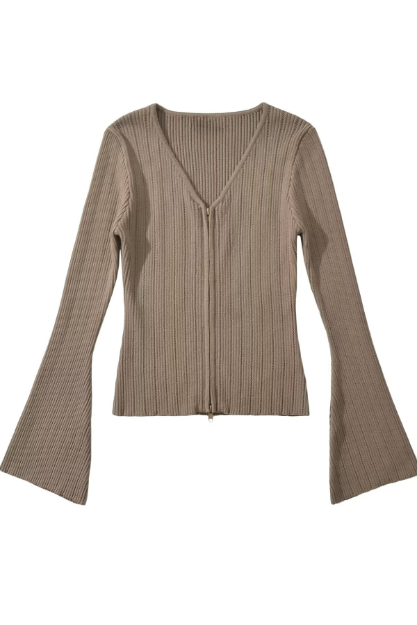 V-neck Knitted Cardigan Slim Sweater