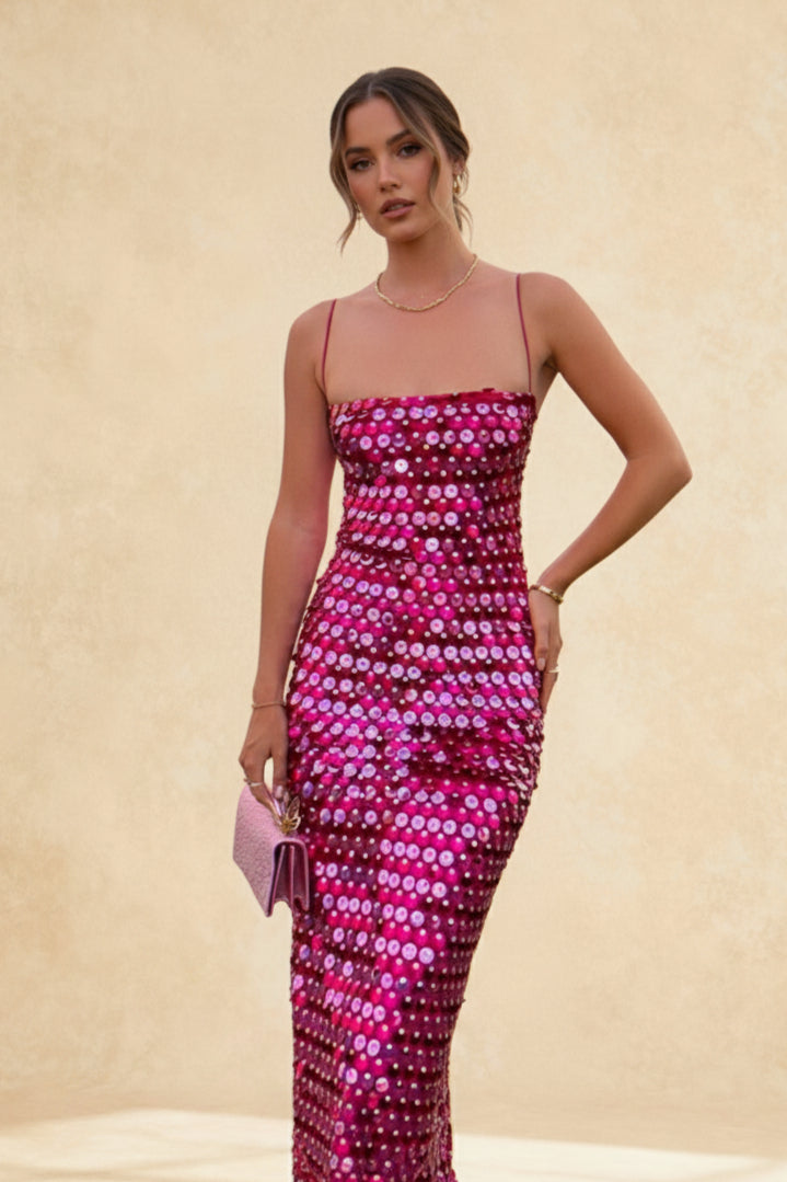 Sequin Versatile Stylish Irregular Midi Dress