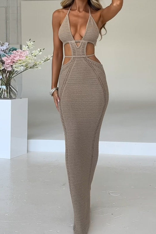 Sexy Low Cut Tie Back Maxi Vacation Dress