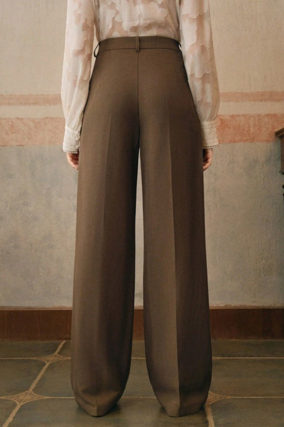 High Waist Fluid Long Straight Pants