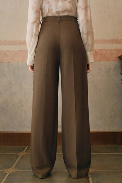 High Waist Fluid Long Straight Pants