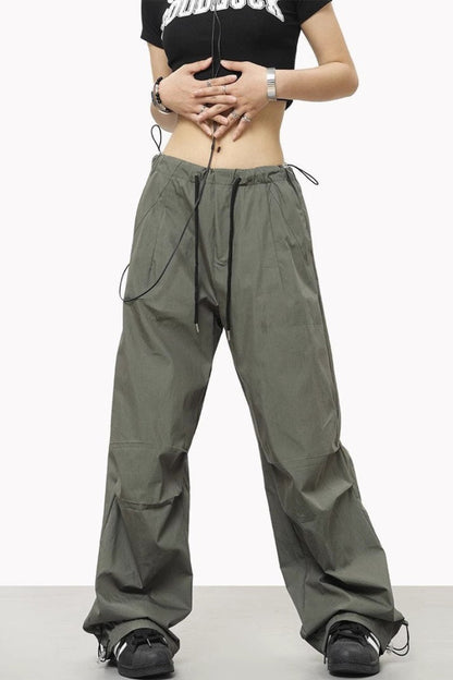 Relaxed Fit Drawstring Waist Cargo Pants