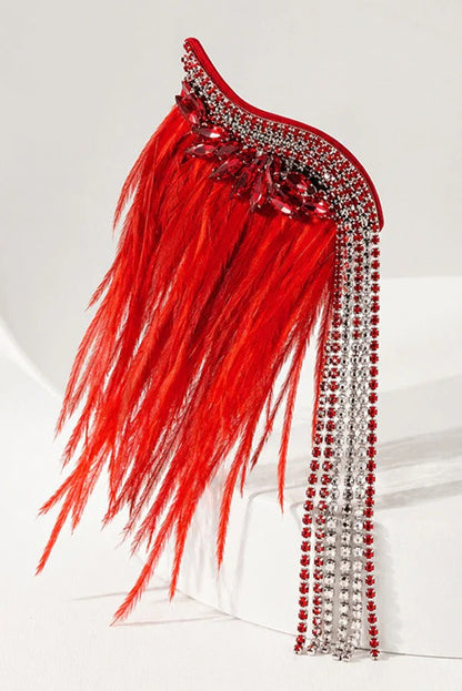 Feather Tassel Rhinestone Earrings